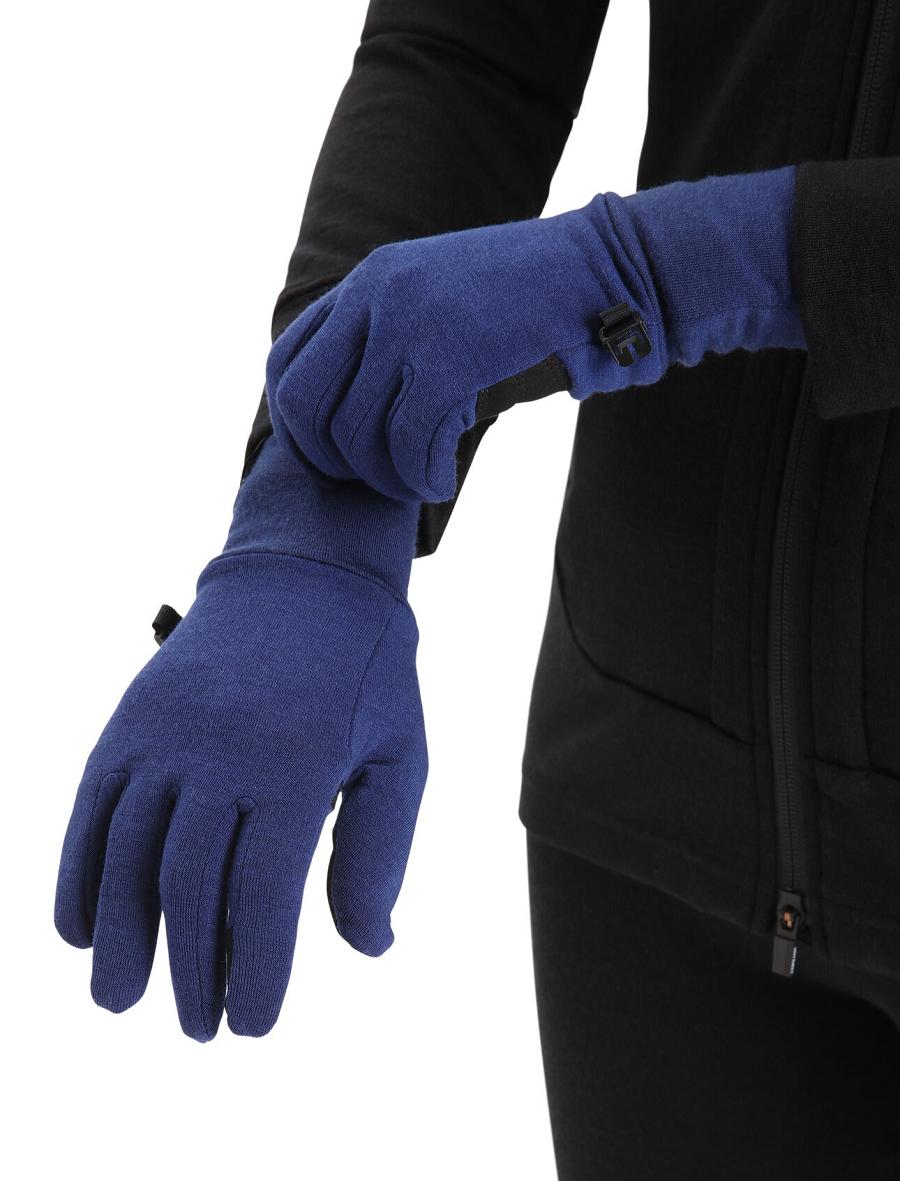 Women's Icebreaker Unisex RealFleece™ Merino Sierra Gloves Royal Navy | CA 1450CTVE